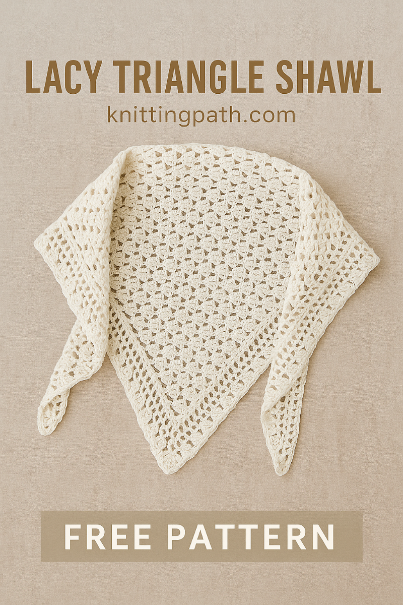 Crochet Lacy Triangle Shawl Pattern (Free Pattern)